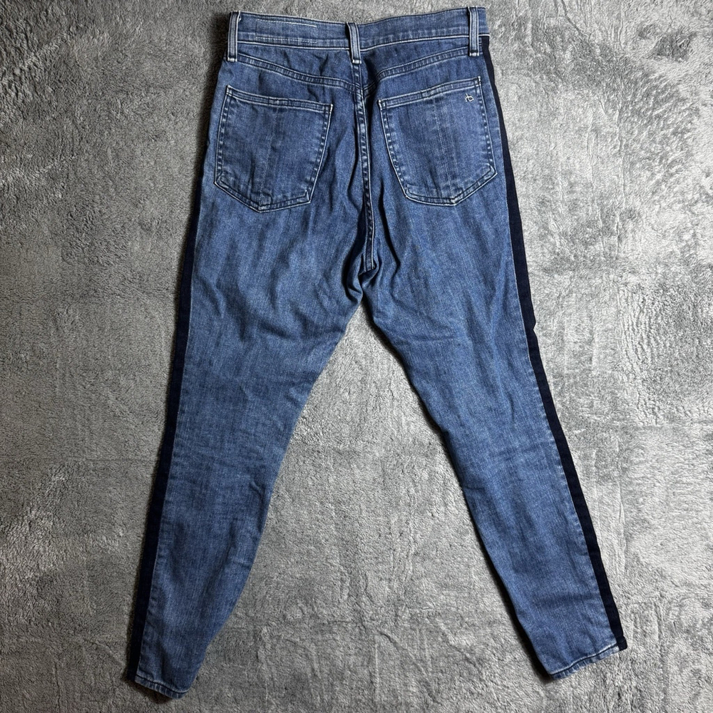 Rag and Bone Womens 28 Mazie Jeans High Rise Skinny Denim Double Indigo Stripe - Picture 7 of 8